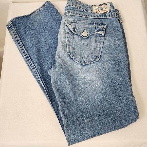True Religion Billy Low Rise Straight Light Wash Denim Y2K 00s Made in USA Sz 32 - Picture 15 of 16